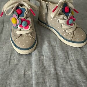 Mini Boden Polka Dot Sneakers with Floral Details